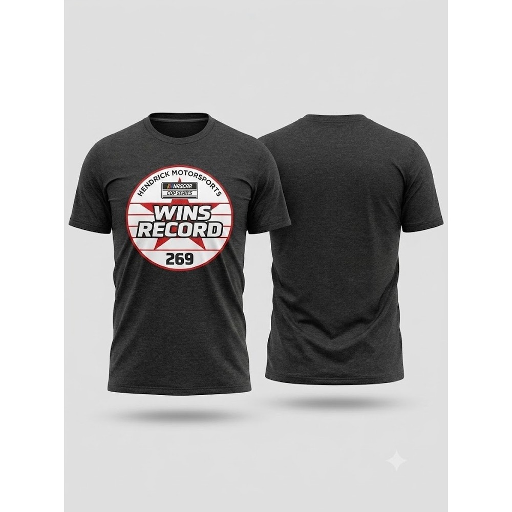 Hendrick Motorsports T-Shirt MenNO SIZE DK Gray NASCAR Wins Record 269 Graphic